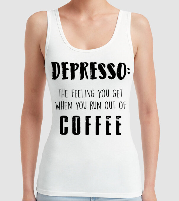 Depresso model alb pe tricou