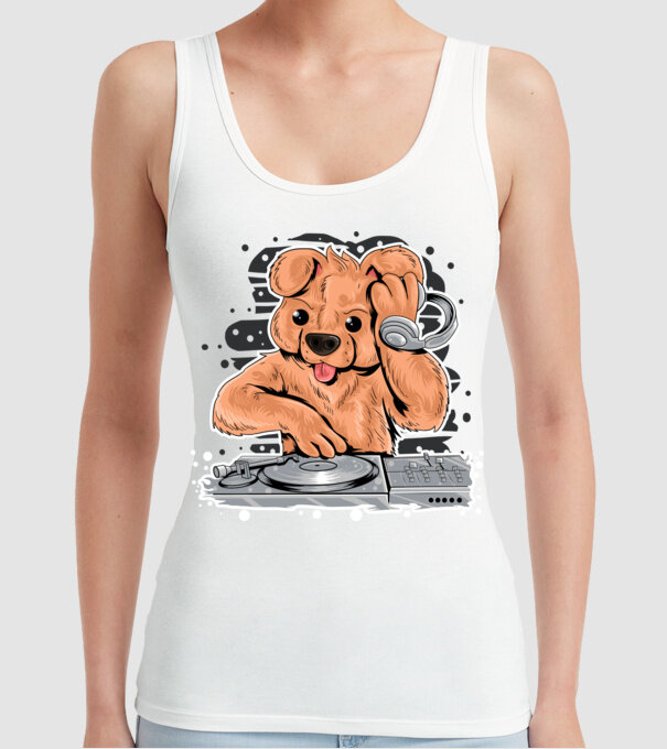 Urs Dj model alb pe tricou