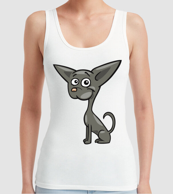 Dog silhouette model alb pe tricou