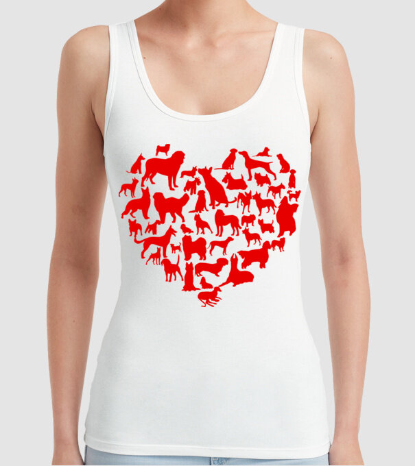 Doggy heart model alb pe tricou