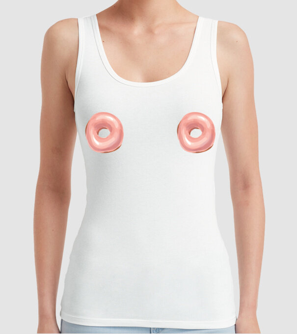 Donut titties model alb pe tricou