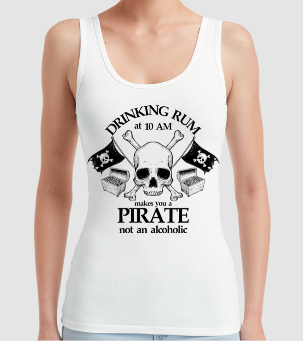 Drinking rum model alb pe tricou