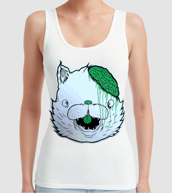 Dropdead! Cat model alb pe tricou
