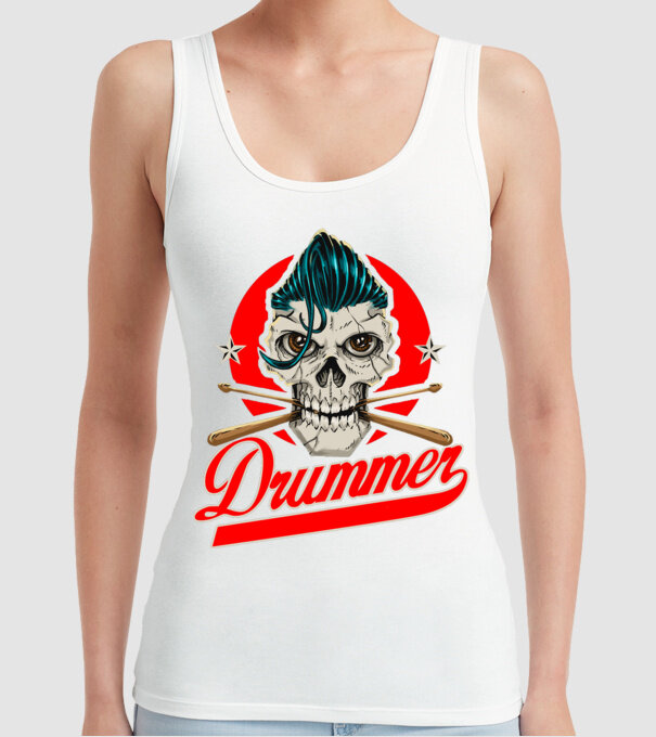 Drummer model alb pe tricou