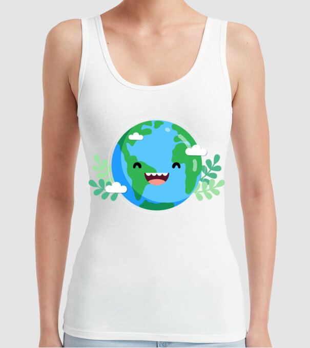 Earth smiley model alb pe tricou