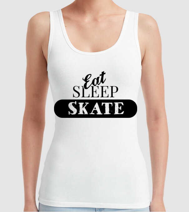 eat sleep skate model alb pe tricou