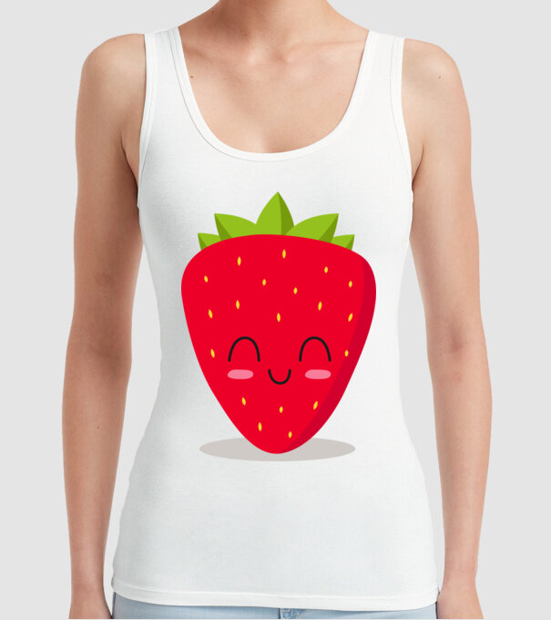Căpșuni model alb pe tricou