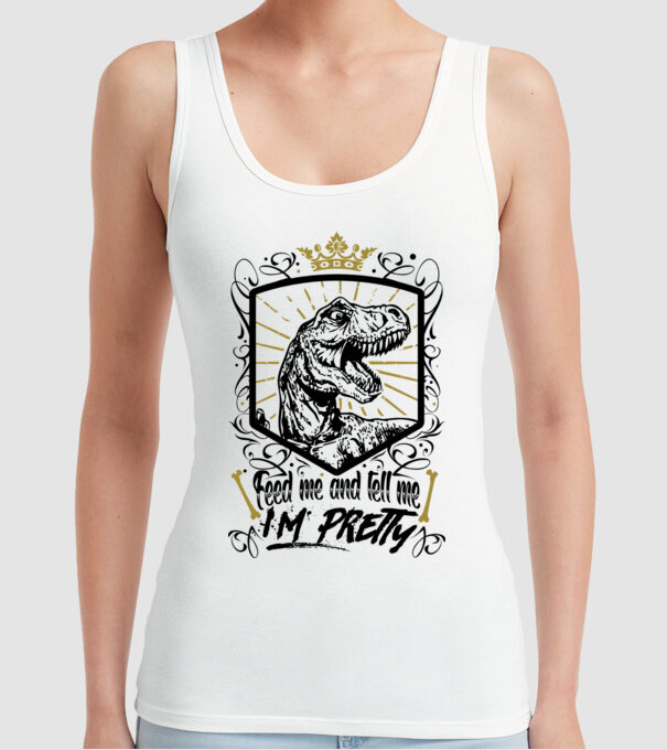 'Feed me and tell me i''m pretty' model alb pe tricou