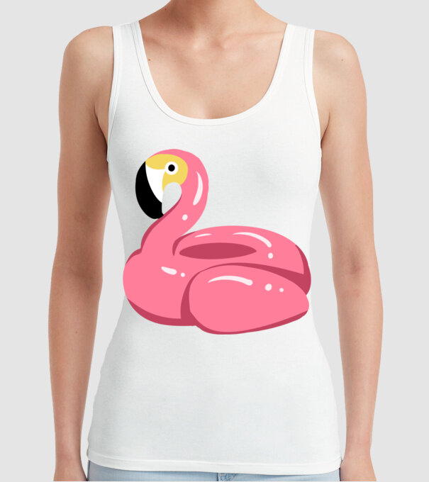 Flamingo colac de înot model alb pe tricou