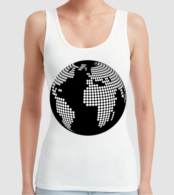 Glob pământesc model alb pe tricou