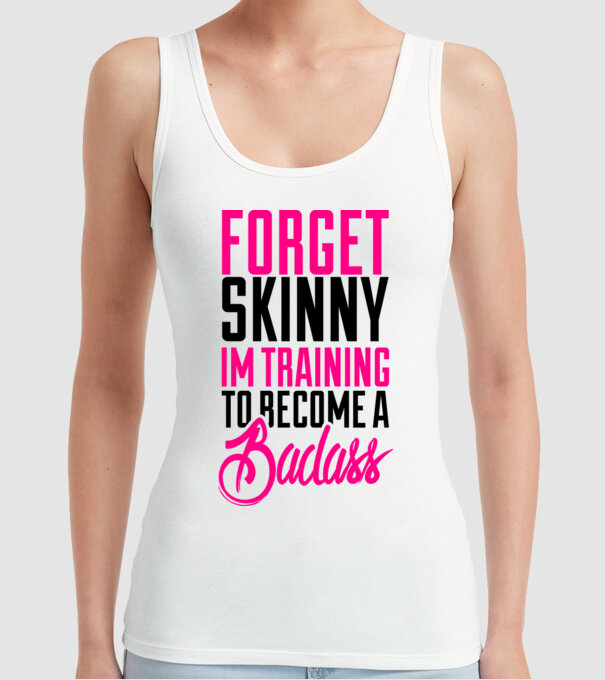 Forget Skinny model alb pe tricou