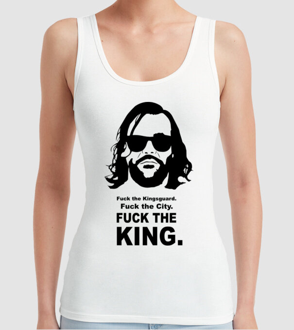 Fuck the king model alb pe tricou