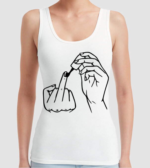 Nail polish Fuck U model alb pe tricou