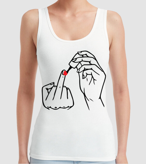 Nail polish Fuck U model alb pe tricou