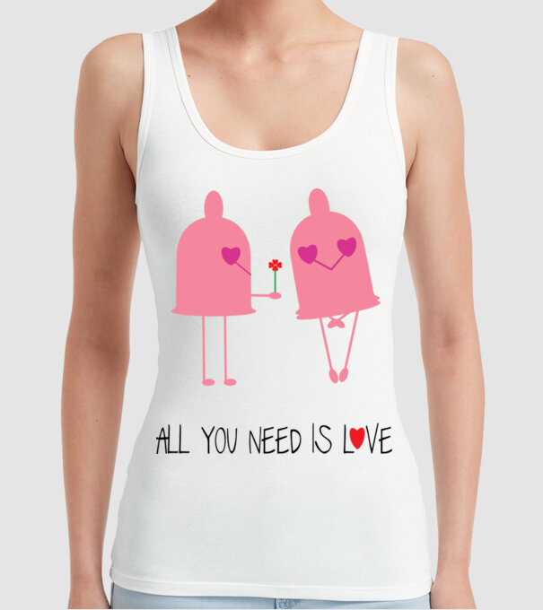 All you need is love model alb pe tricou