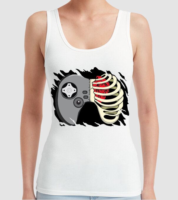 Inimă Gamer model alb pe tricou