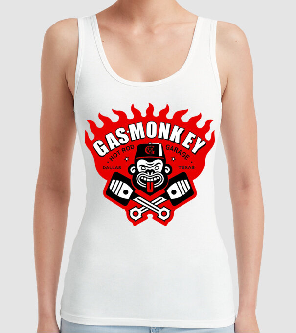 Gas Monkey model alb pe tricou