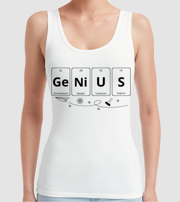 Genius periodic model alb pe tricou