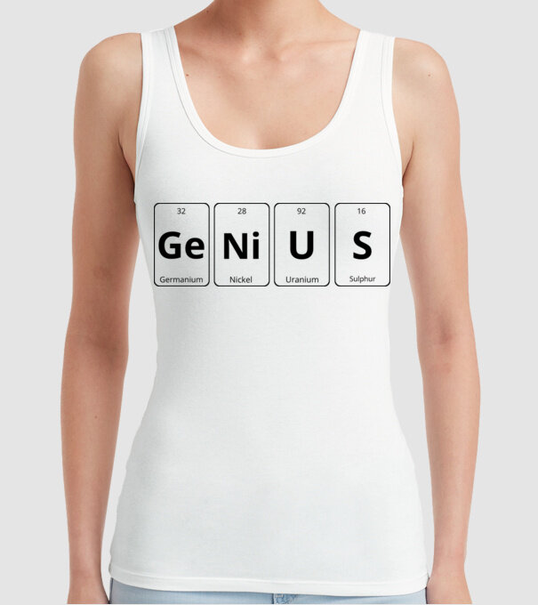 Genius periodic model alb pe tricou