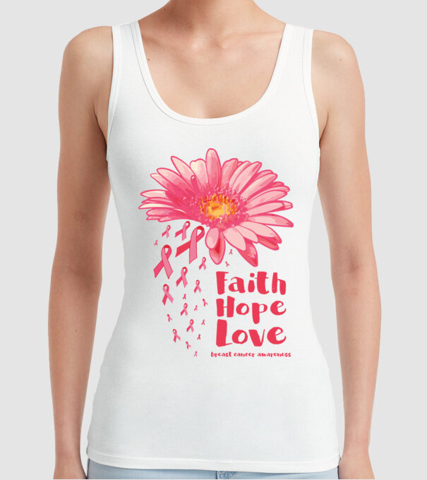 Gerbera faith hope love model alb pe tricou