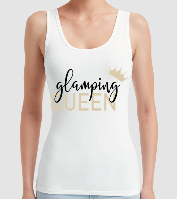 Glamping queen model alb pe tricou