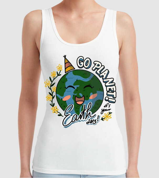 Go planet model alb pe tricou