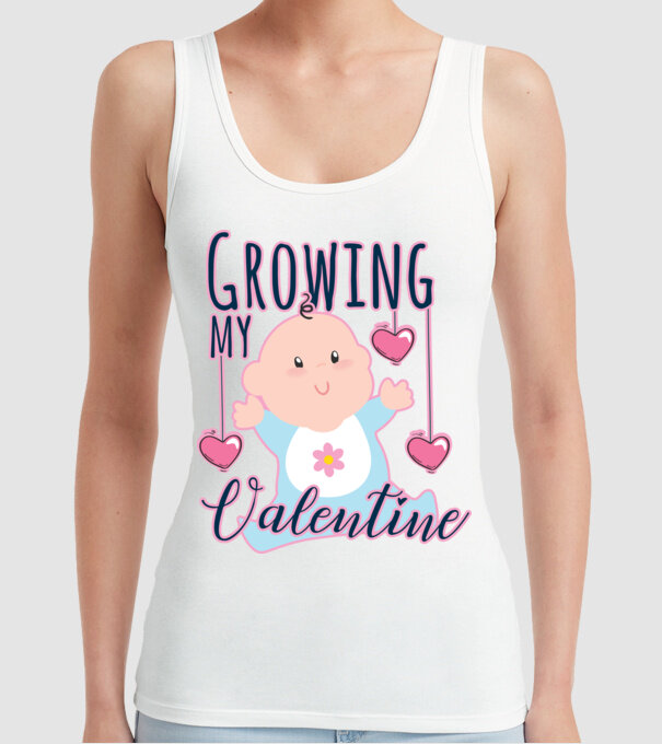 Growing my Valentine model alb pe tricou