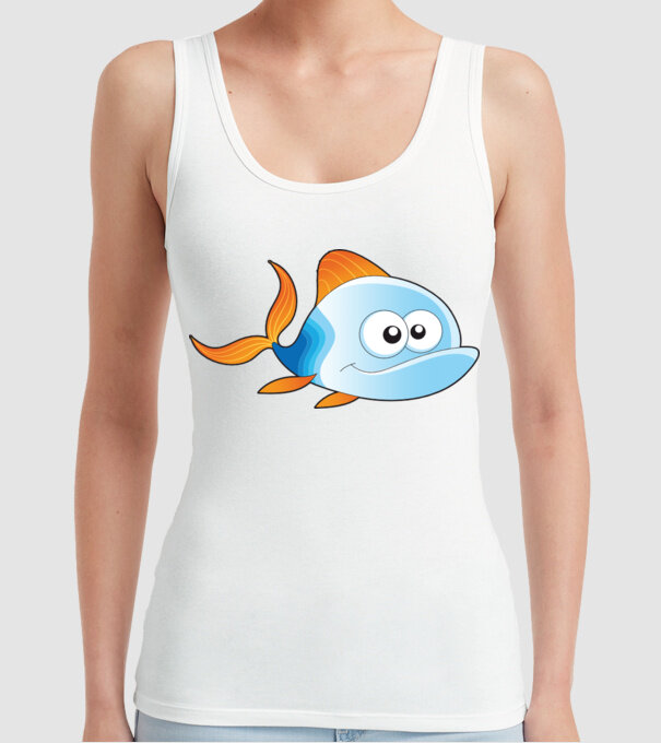 Fish model alb pe tricou