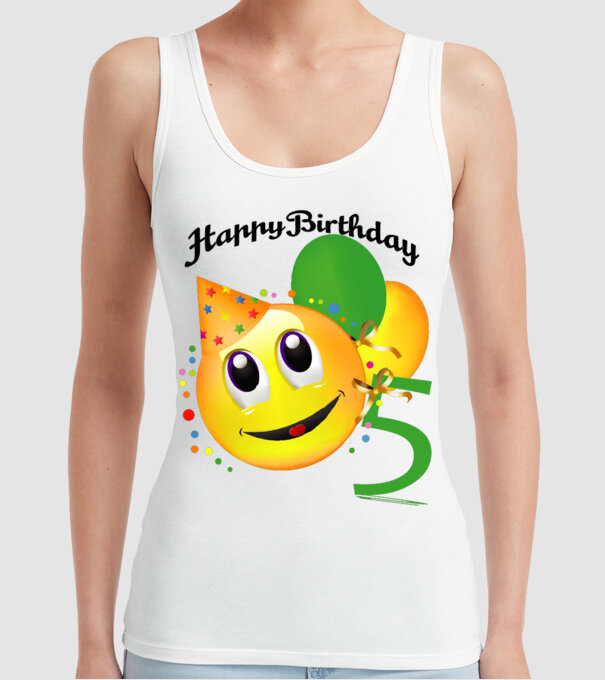 happy birthday 5th model alb pe tricou