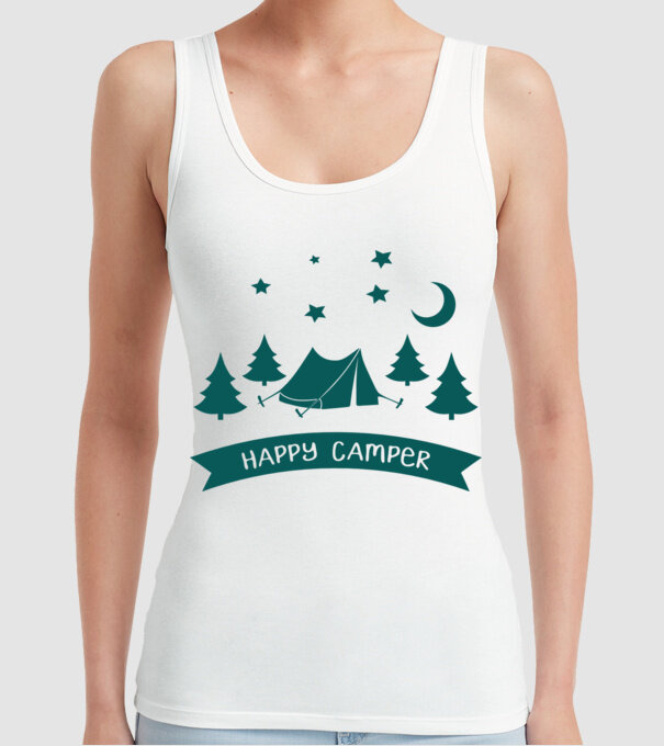 Happy camper tent model alb pe tricou