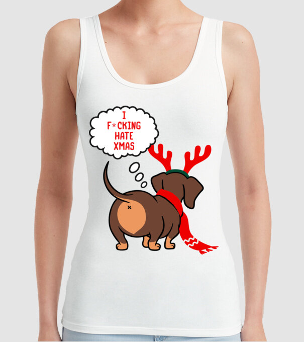 Hate Xmas model alb pe tricou