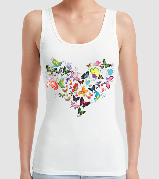 Butterfly Heart model alb pe tricou