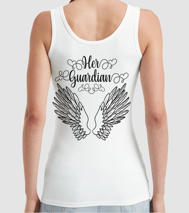Her Guardian model alb pe tricou