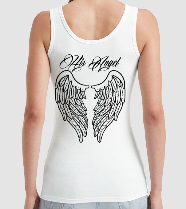 His Angel model alb pe tricou