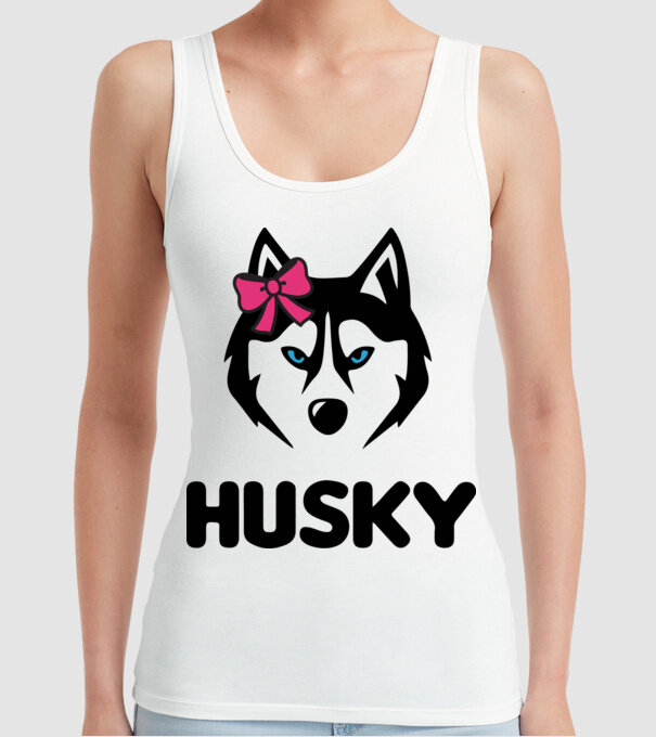 Husky fată model alb pe tricou
