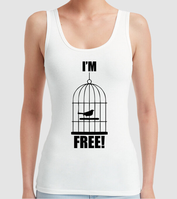 'I''m free' model alb pe tricou