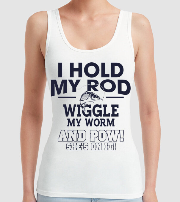 I hold my rod model alb pe tricou