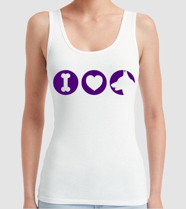 I Love model alb pe tricou