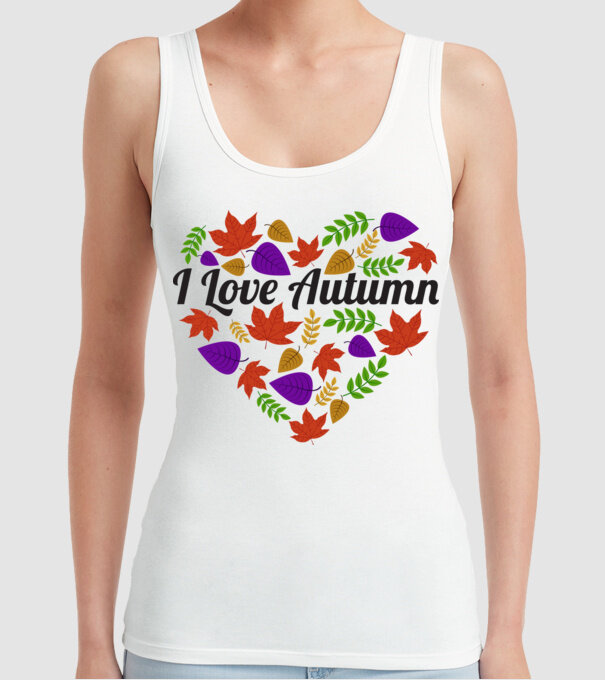 I love autumn model alb pe tricou