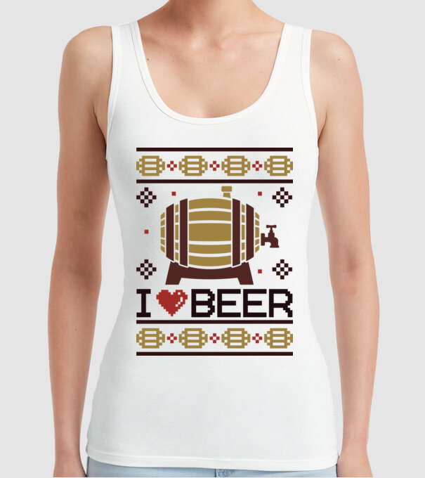 I love beer ugly sweater model alb pe tricou