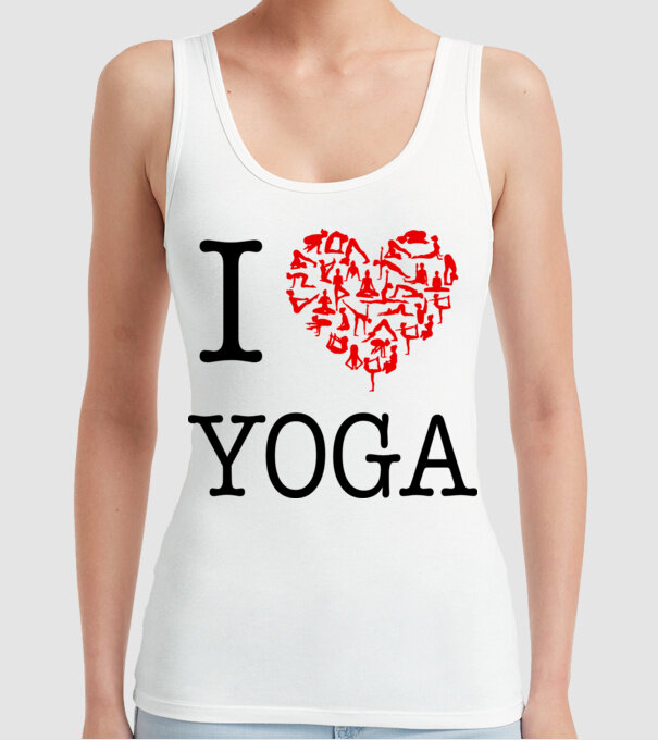 I LOVE YOGA model alb pe tricou