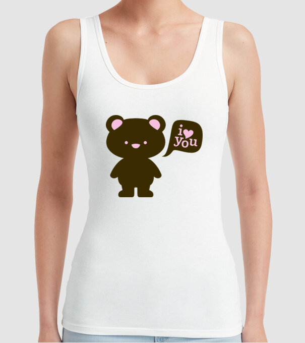I Love You Bear model alb pe tricou