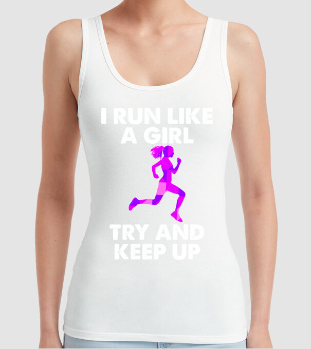 I run like a girl model alb pe tricou