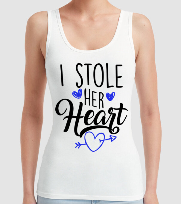 Cuplu I stole her heart model alb pe tricou