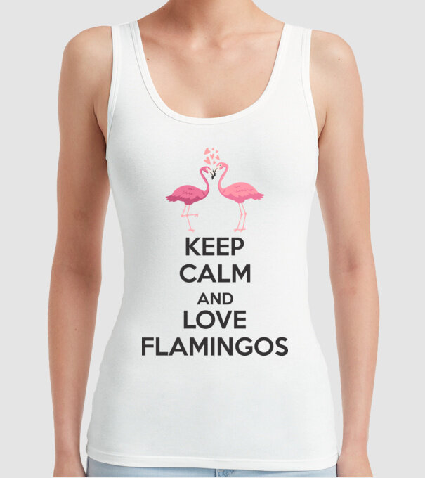 KEEP CALM and love flamingos dark model alb pe tricou