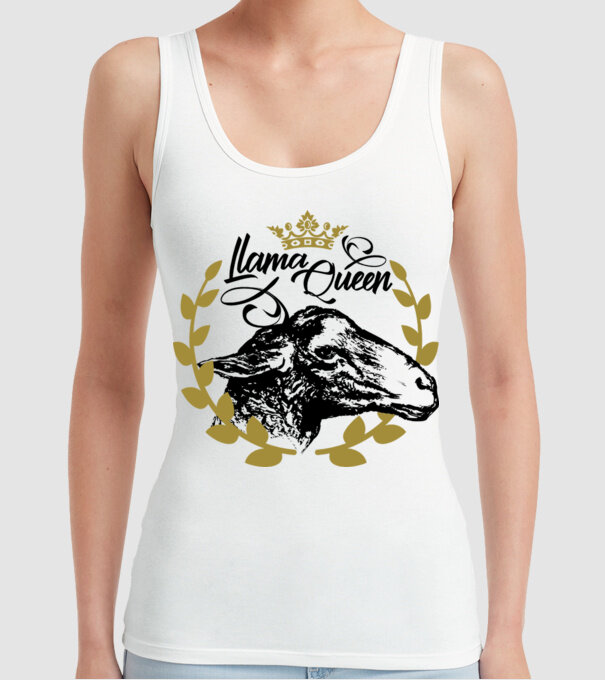 Lama Queen model alb pe tricou