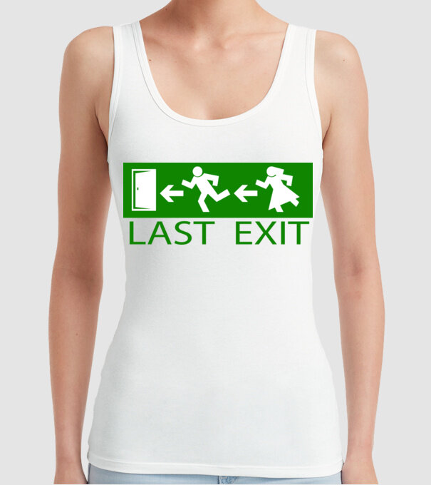 Last Exit model alb pe tricou