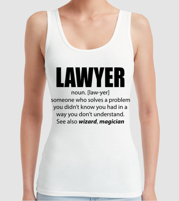 Lawyer - definiție avocat model alb pe tricou