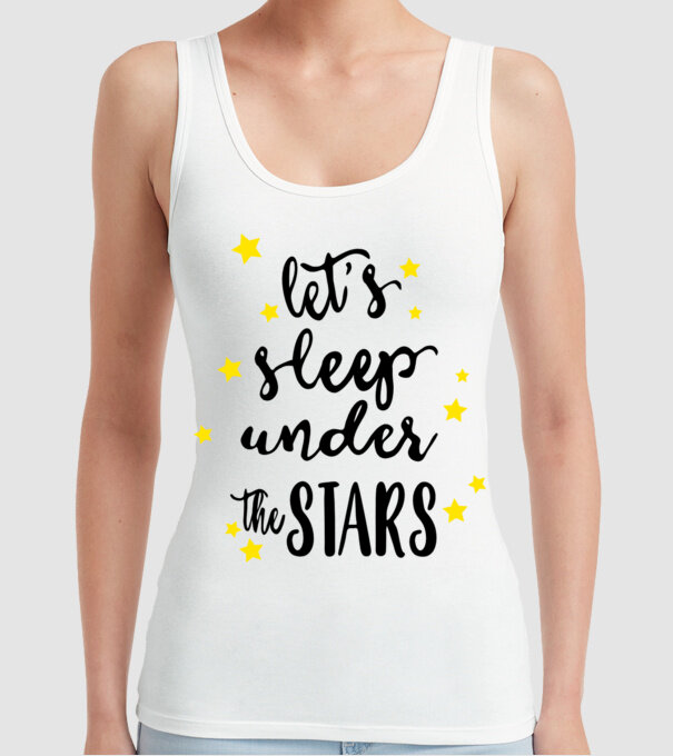Lets sleep under the stars model alb pe tricou