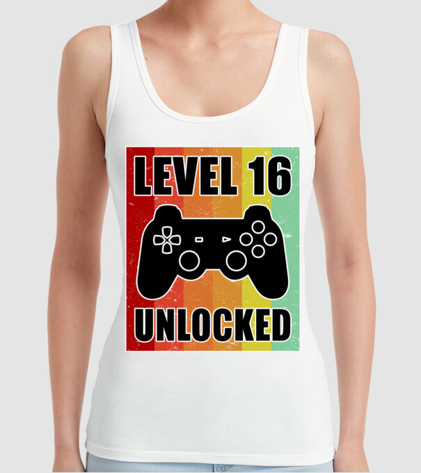 level 16 unlocked retro gamer model alb pe tricou